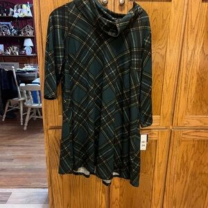 Sandra Darren Hunter Green Plaid Dress